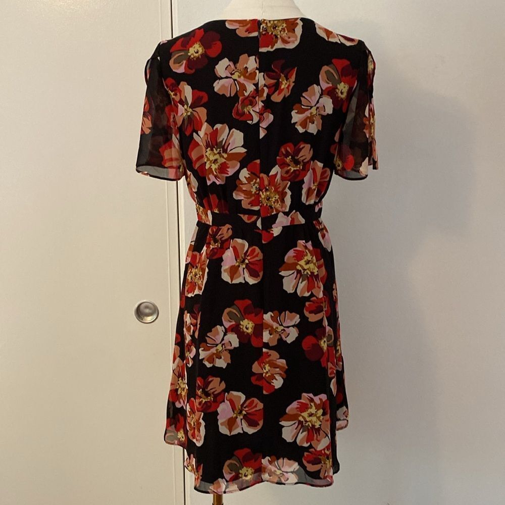 Madewell Black and Red Tulip-Sleeve Mini Dress in French Rose Size 0 - Picture 8 of 16